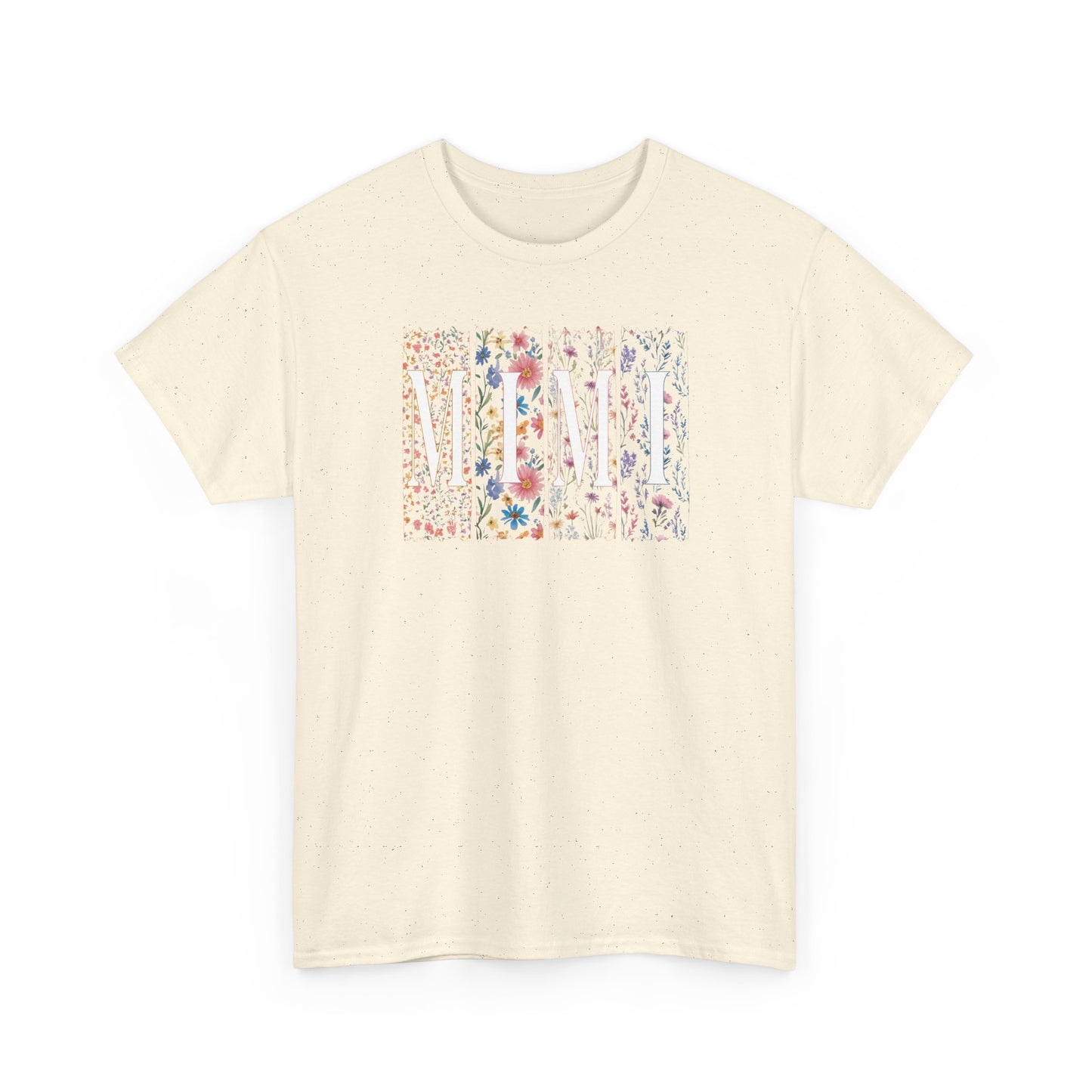 Floral Watercolor "Mimi" Striped Tee — Colorful Botanical Graphic T-Shirt