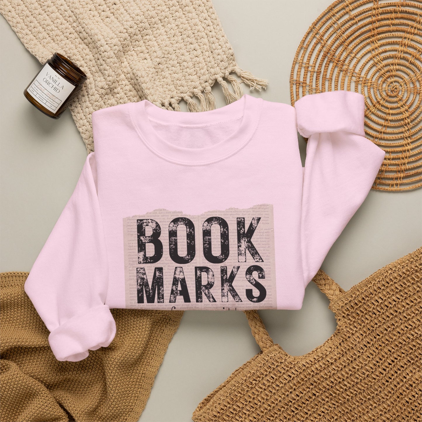 Sweatshirt — "BOOKMARKS are for quitters" Vintage Reader Crewneck