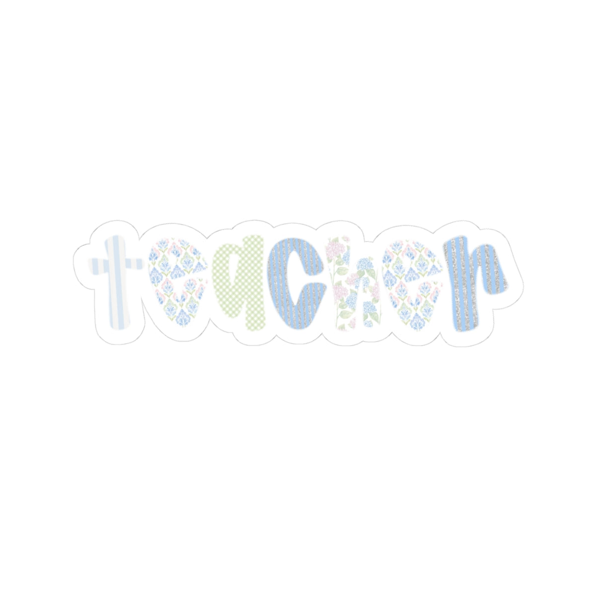 Teacher Kiss-Cut Sticker — Floral Pastel Laptop Decal for Educators