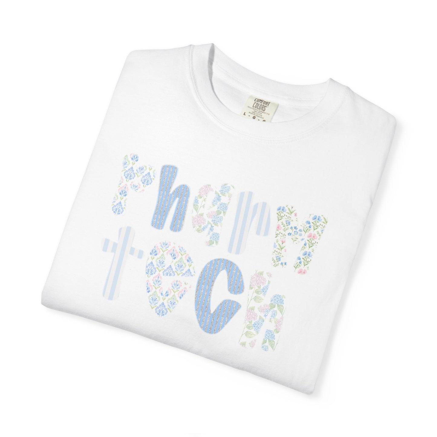 Pharm Tech T-Shirt — Floral Pastel Typography Tee