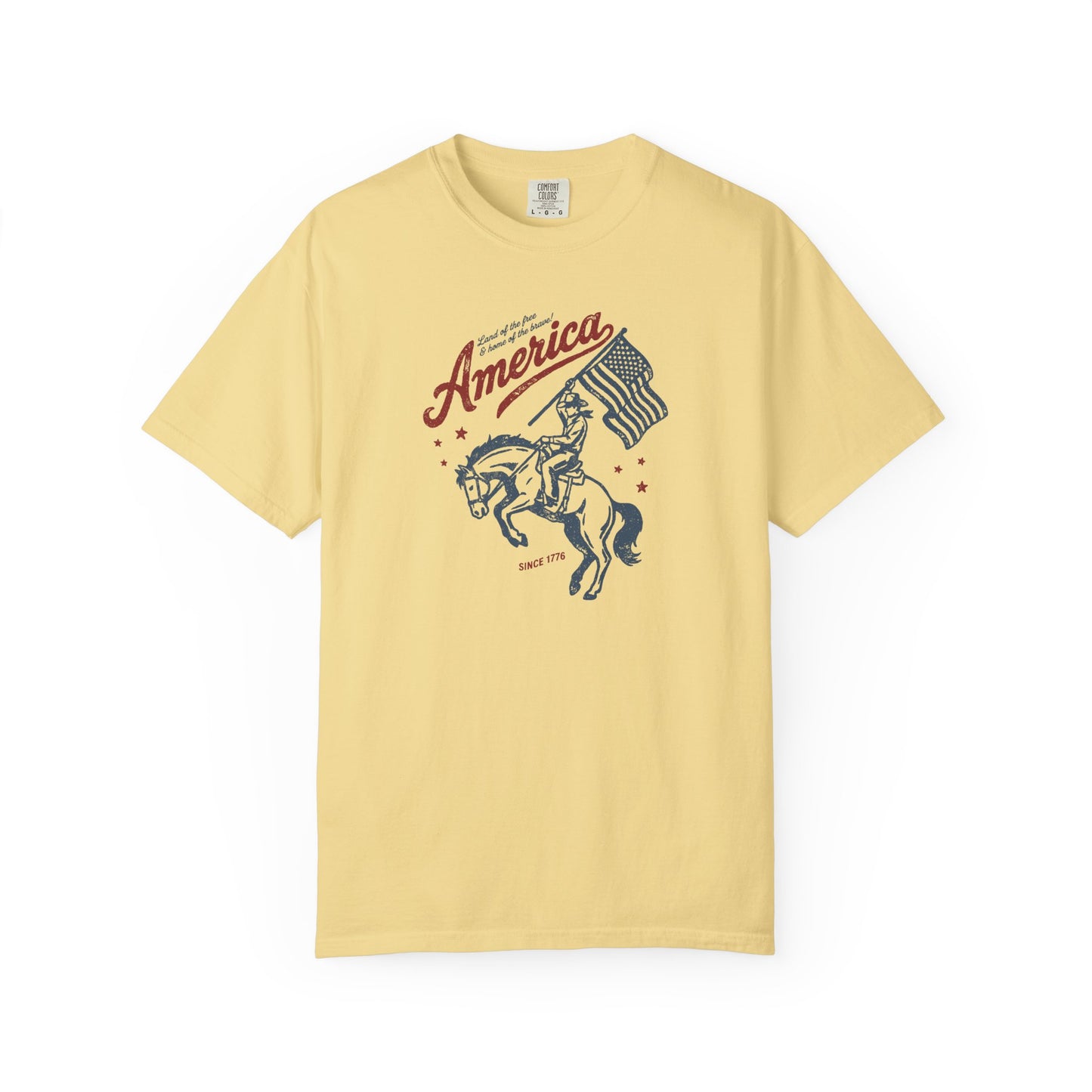 America Cowboy Flag T-Shirt – Retro Patriotic Rodeo Tee