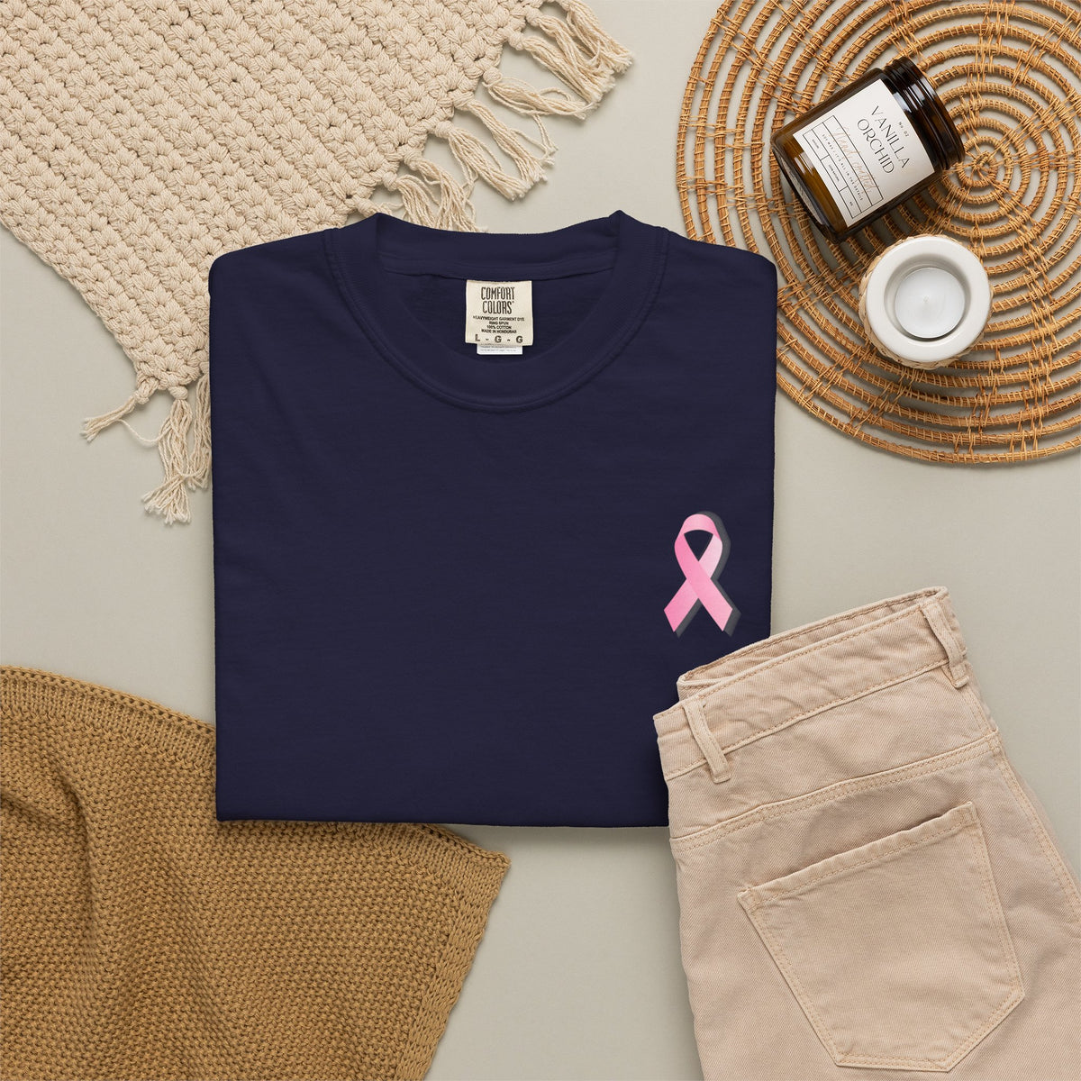 Breast Cancer Awareness T-Shirt — "No One Fights Alone" Flag Tee