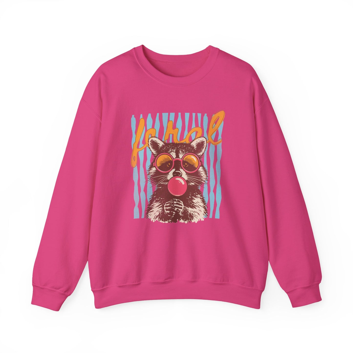 Crewneck Sweatshirt — Retro Raccoon Bubblegum Design