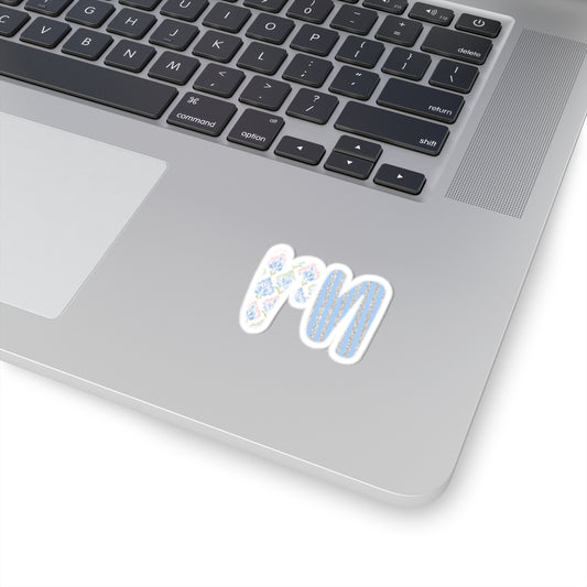 Monogram 'RN' Floral & Glitter Kiss-Cut Sticker