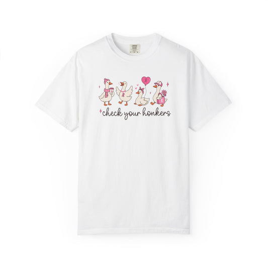 Check Your Honkers Breast Cancer Goose T-Shirt