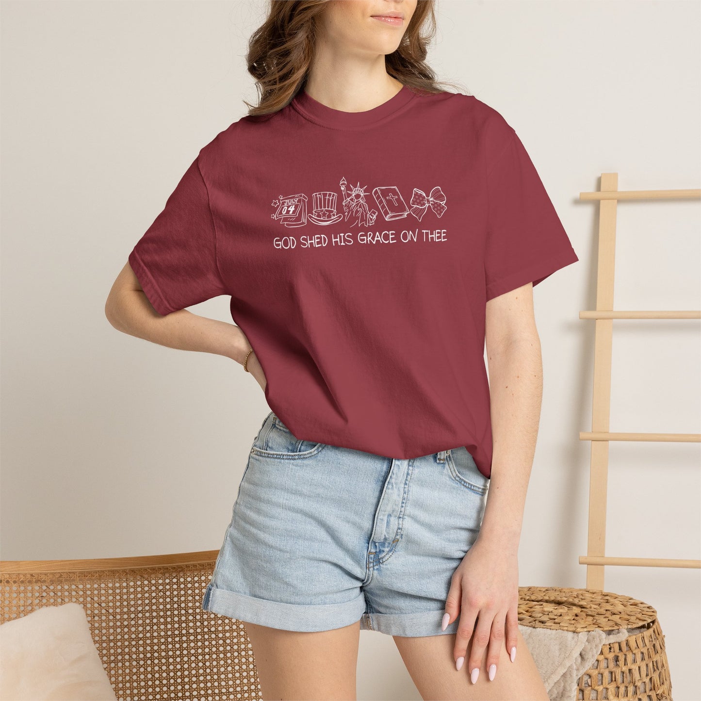 Graphic T-Shirt — 'God Shed His Grace On Thee' Minimal Line Art