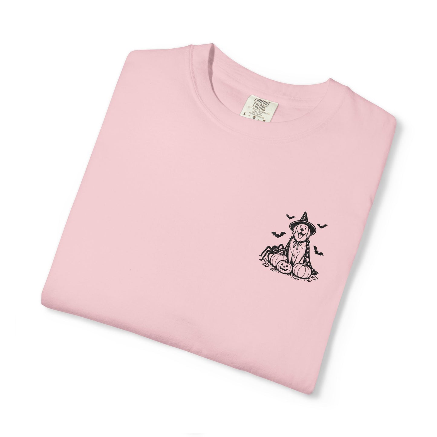 Pocket Spooky Golden Retriever Fall T-Shirt — Embroidered
