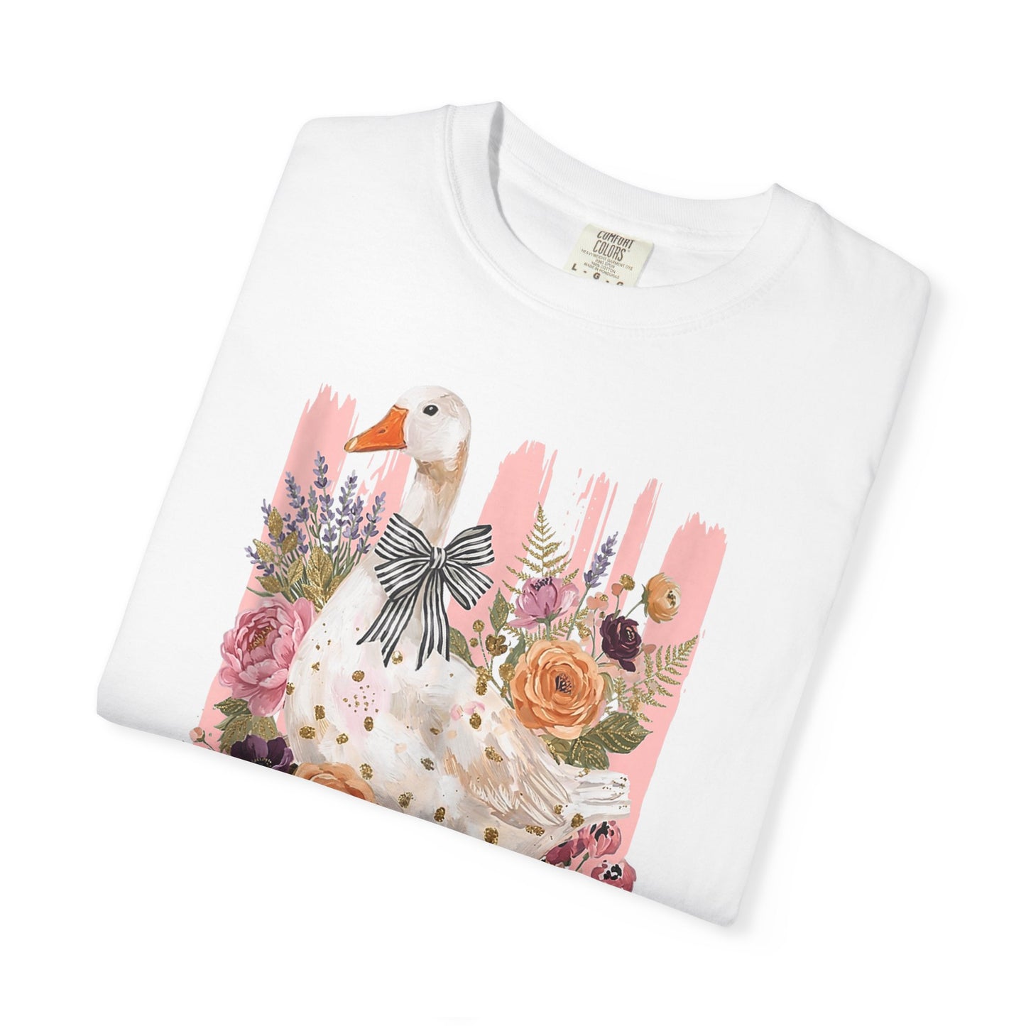Autumn Farmyard Goose T-Shirt — Pumpkin & Floral Fall Tee