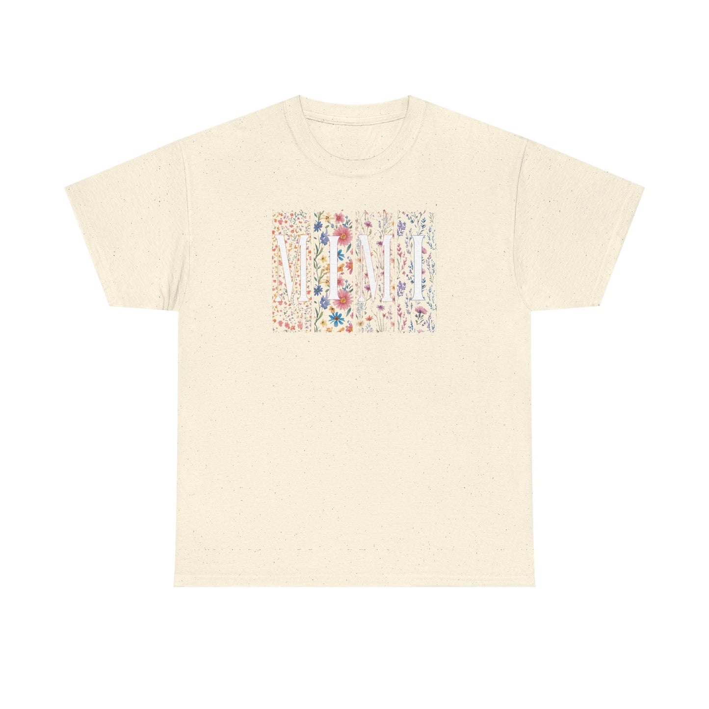 Floral Watercolor "Mimi" Striped Tee — Colorful Botanical Graphic T-Shirt