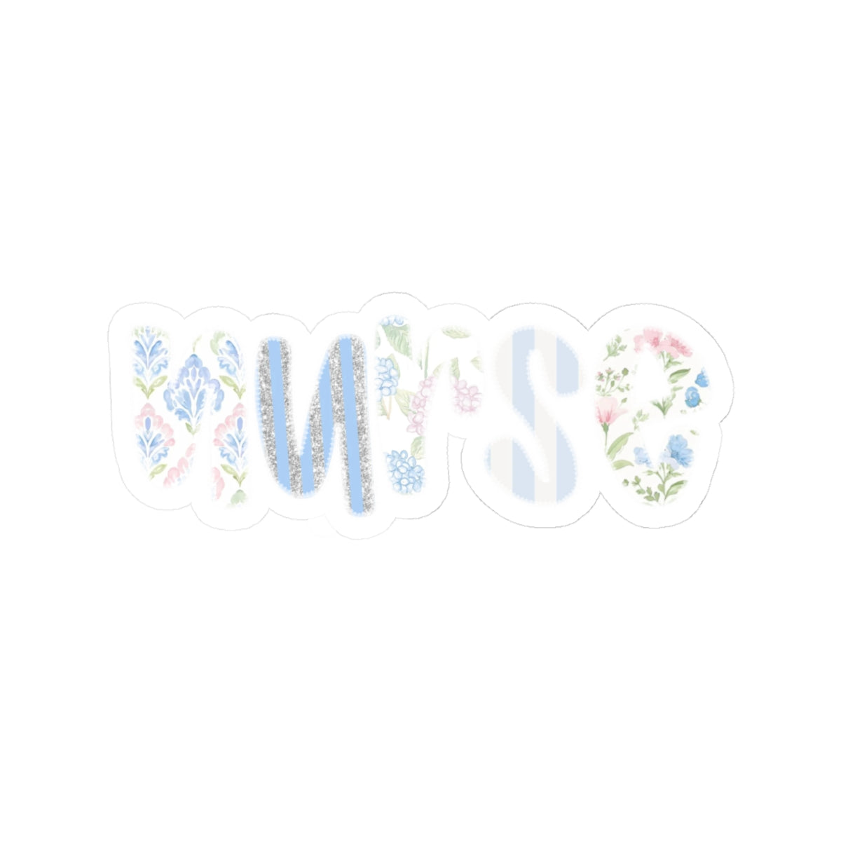 Nurse Floral Kiss-Cut Sticker — Pastel Watercolor Medical Decal for Laptops & Scrubs