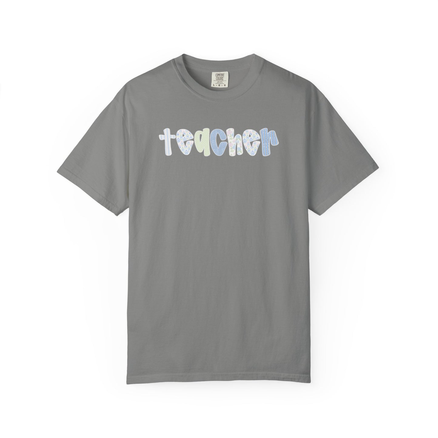 Teacher Floral Bubble Text T-Shirt — Cute Teacher Gift Tee