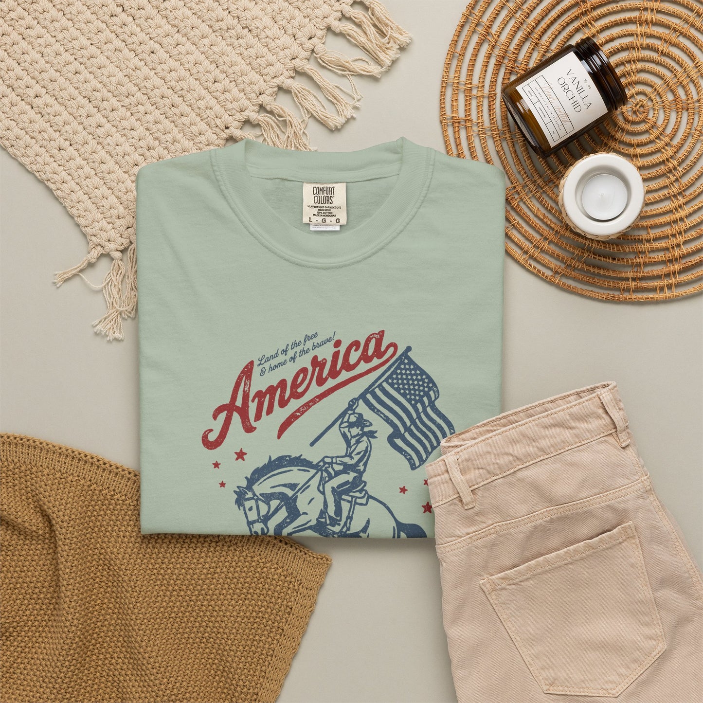 America Cowboy Flag T-Shirt – Retro Patriotic Rodeo Tee