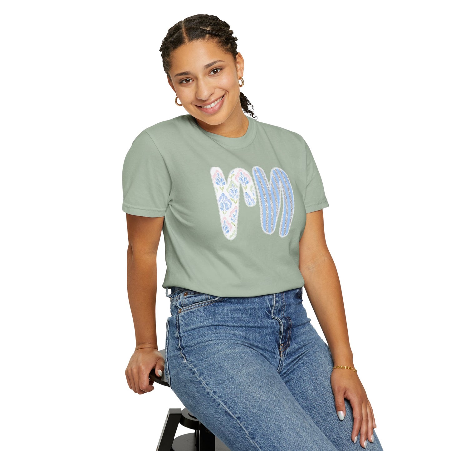 Retro 'RN' Floral Graphic T-Shirt — Garment-Dyed Casual Tee