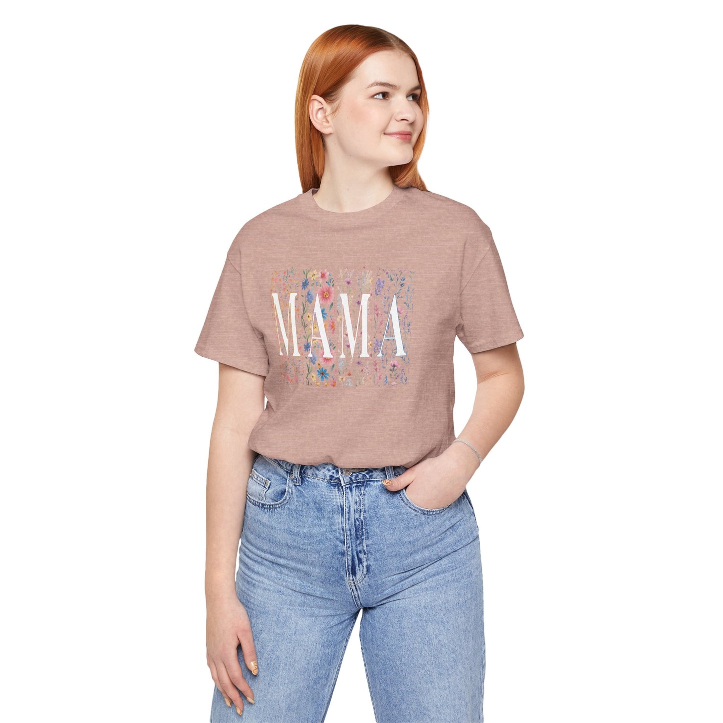 Mama Floral Tee — Soft Pink Mother’s Day Shirt with Floral Typography