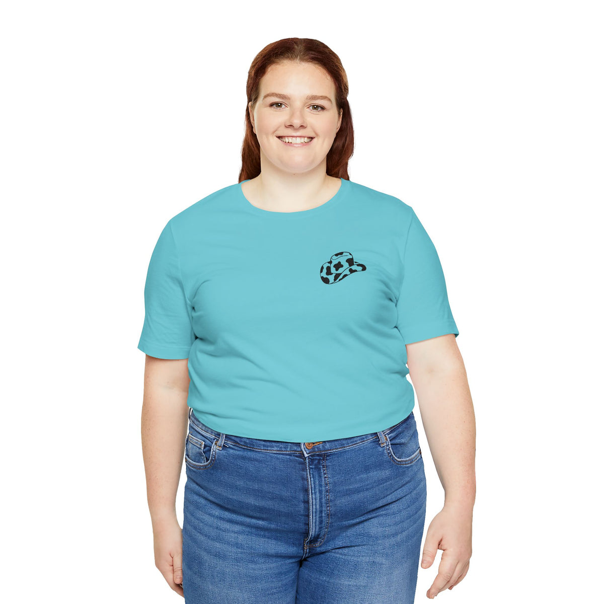 Cowpens Cow Print Cap Embroidered Tee — Minimalist Graphic T-Shirt