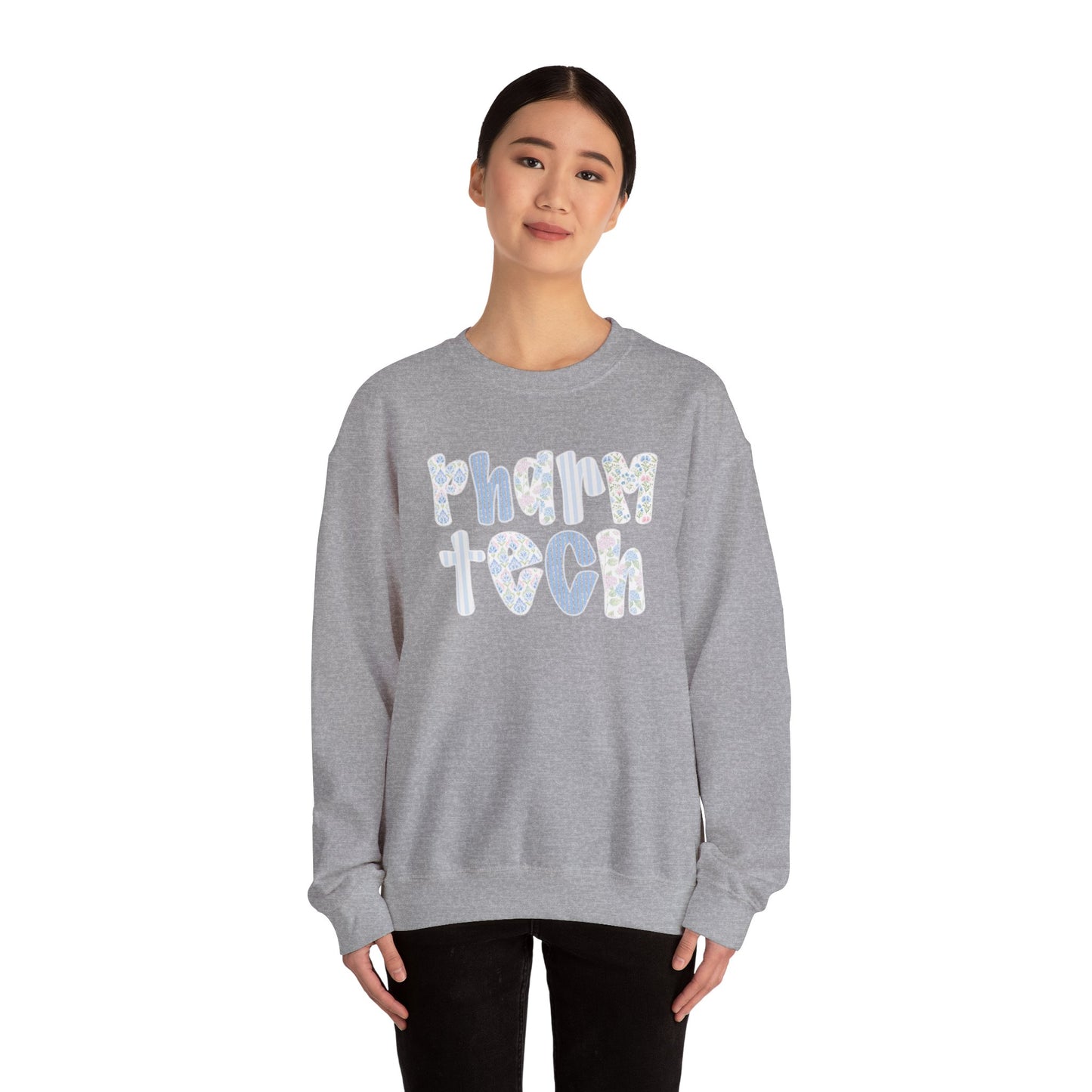 Pharm Tech Floral Crewneck Sweatshirt — Cute Pharmacy Technician Gift