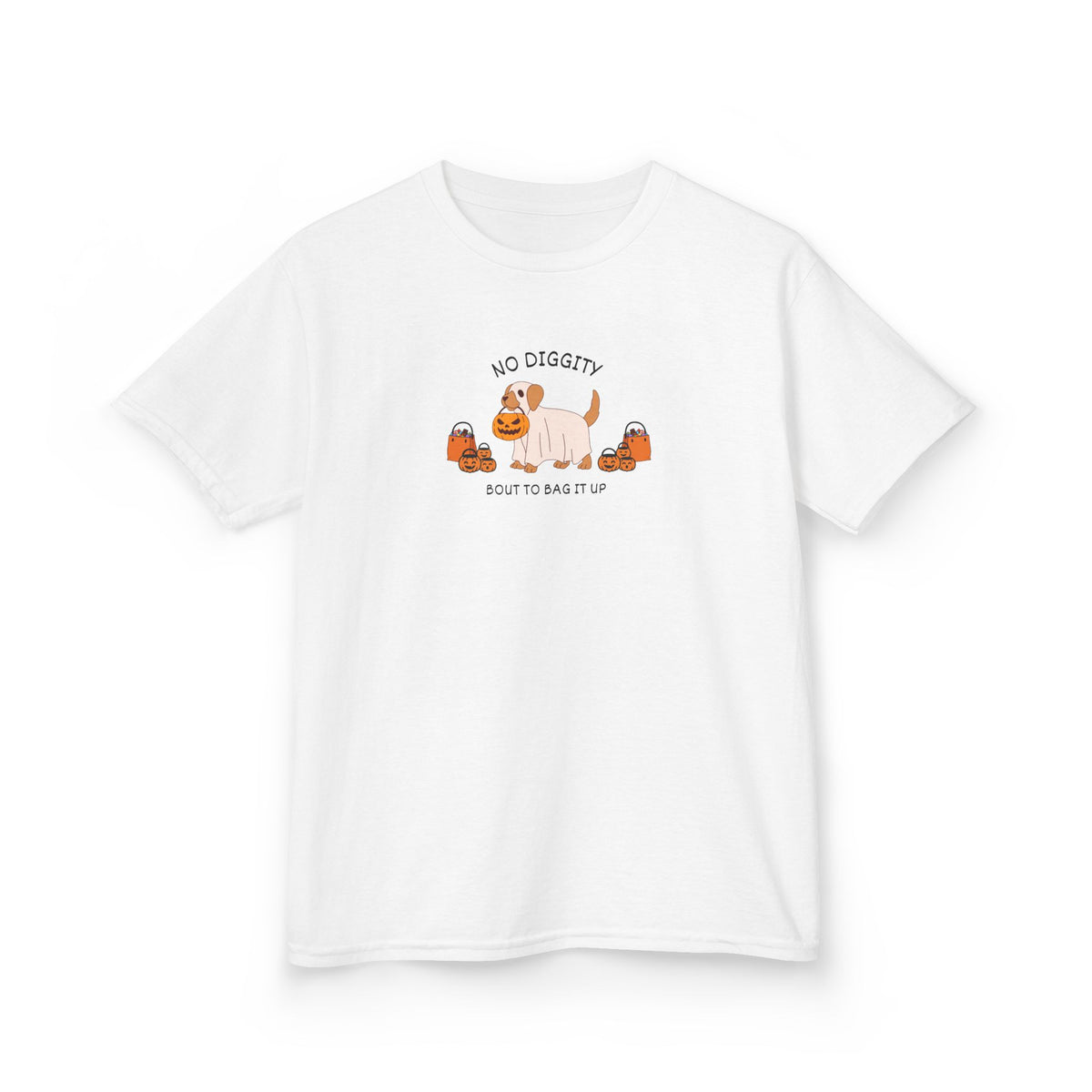 Kids T‑Shirt — "No Diggity" Puppy & Pumpkin Fall Tee
