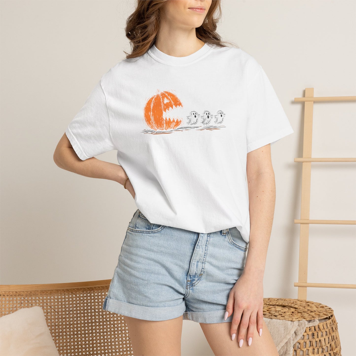 Halloween "Pac Man: Pumpkin Ghosts T-Shirt — Cute Trio Spooky Tee
