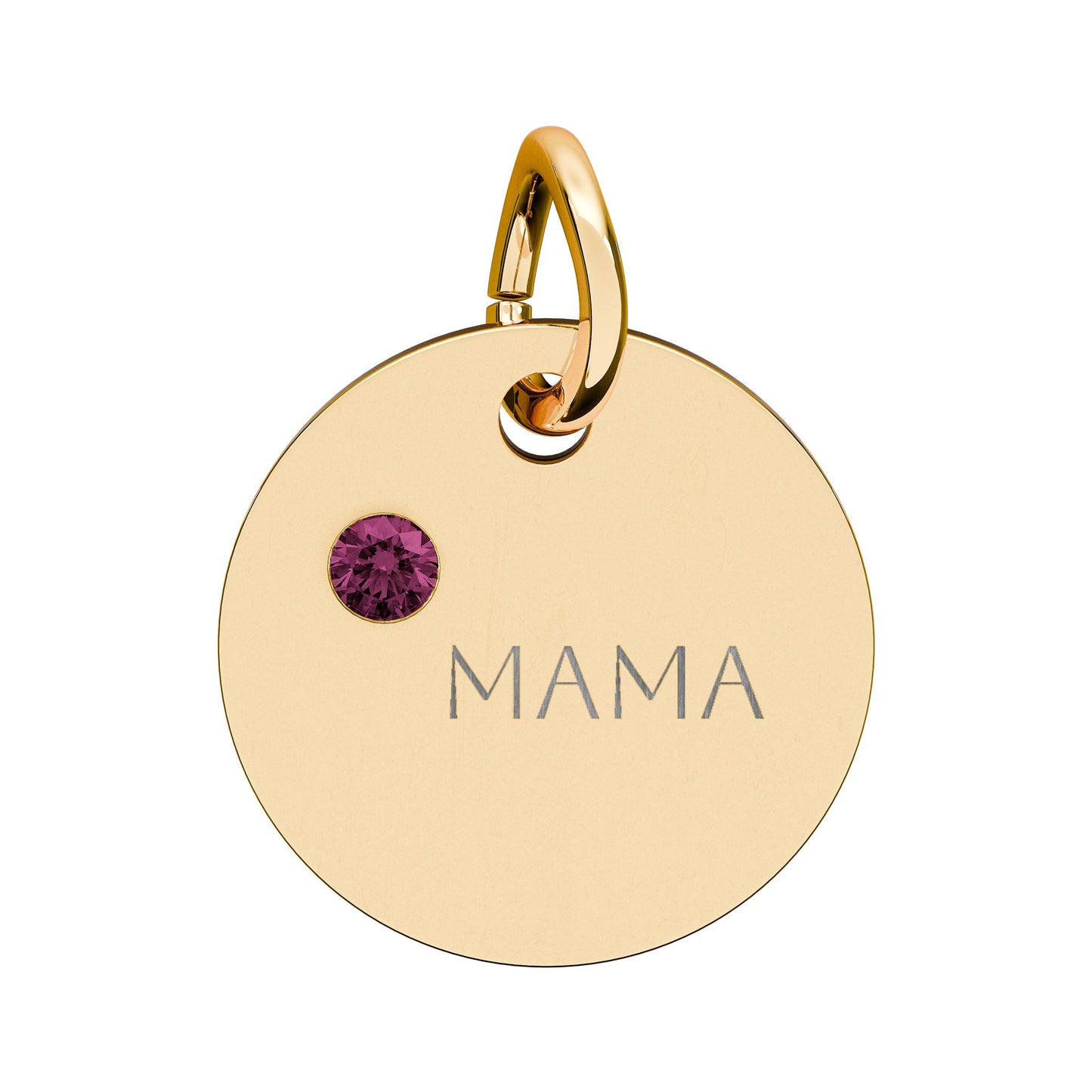 Engraved Birthstone Circle Charm 'MAMA' - Pendant Only