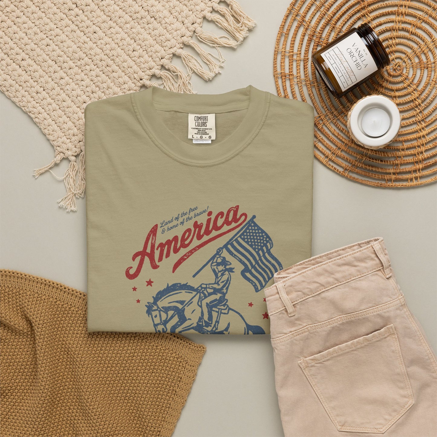 America Cowboy Flag T-Shirt – Retro Patriotic Rodeo Tee