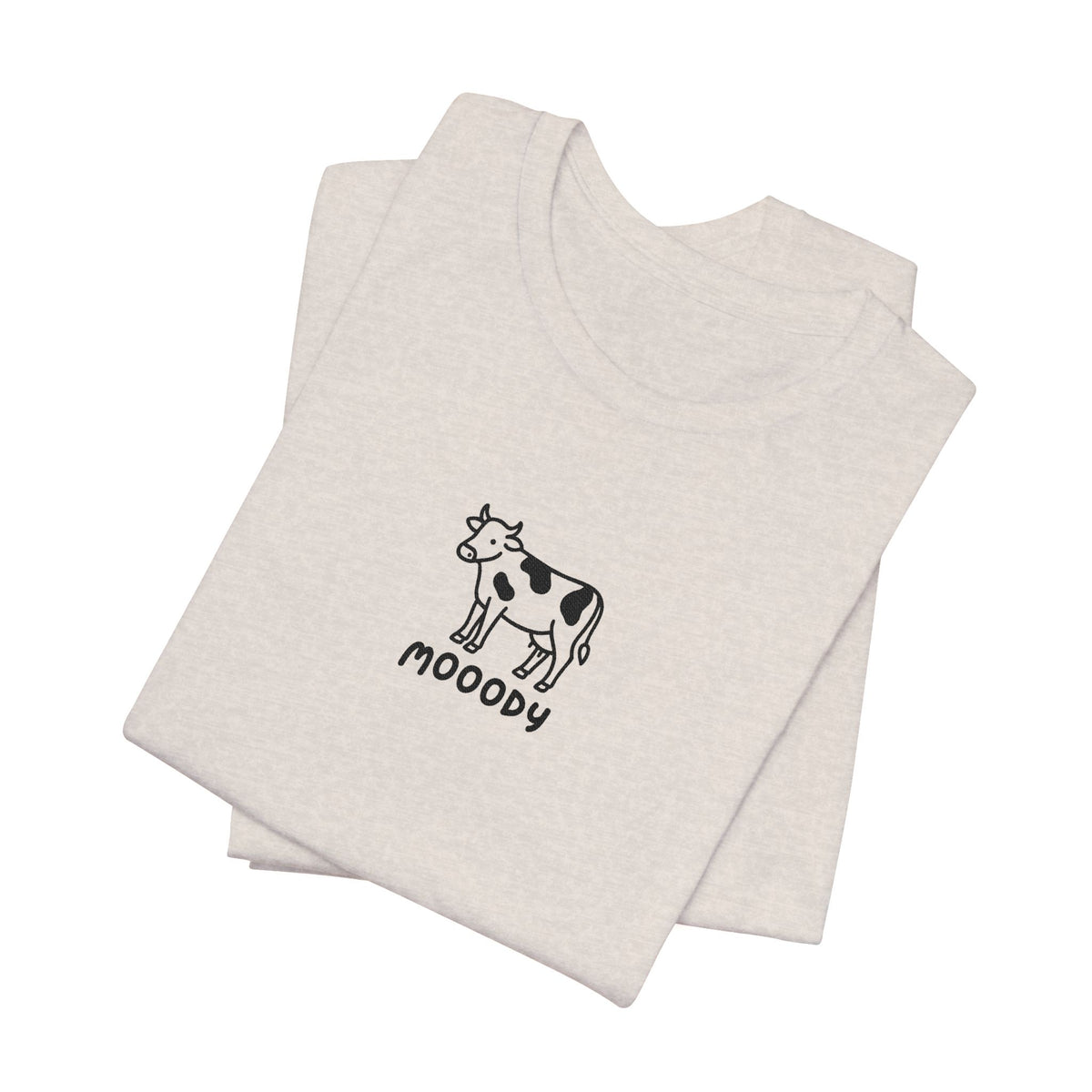 Cowpens Cow Tee – 'Mooody' Minimalist Embroidered Graphic T-Shirt
