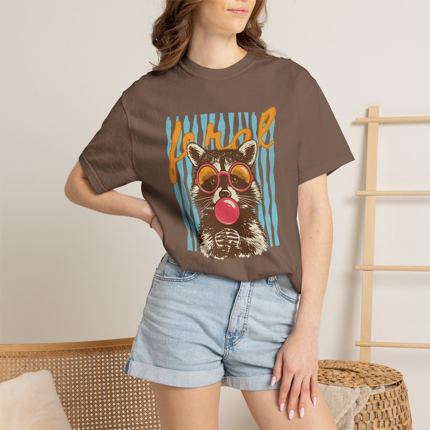 Raccoon Bubblegum Tee — Vintage Sunglasses Graphic T-Shirt