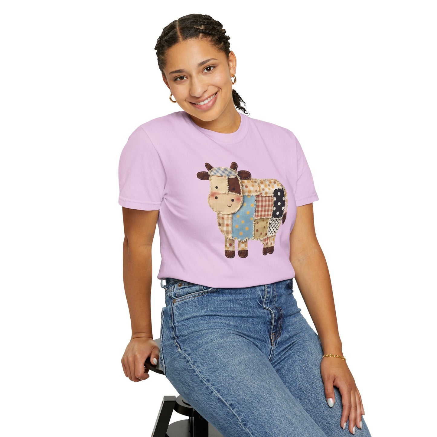 Patchwork Cow Print T-Shirt — Cute Farm Animal Graphic Tee