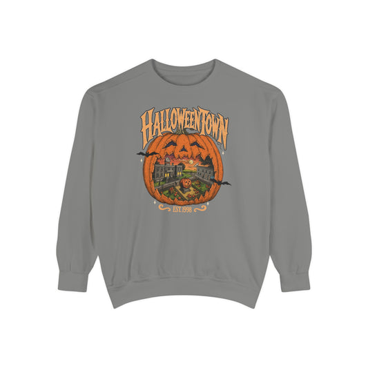 Halloweentown Pumpkin Crewneck Sweatshirt — Vintage Spooky Town Graphic