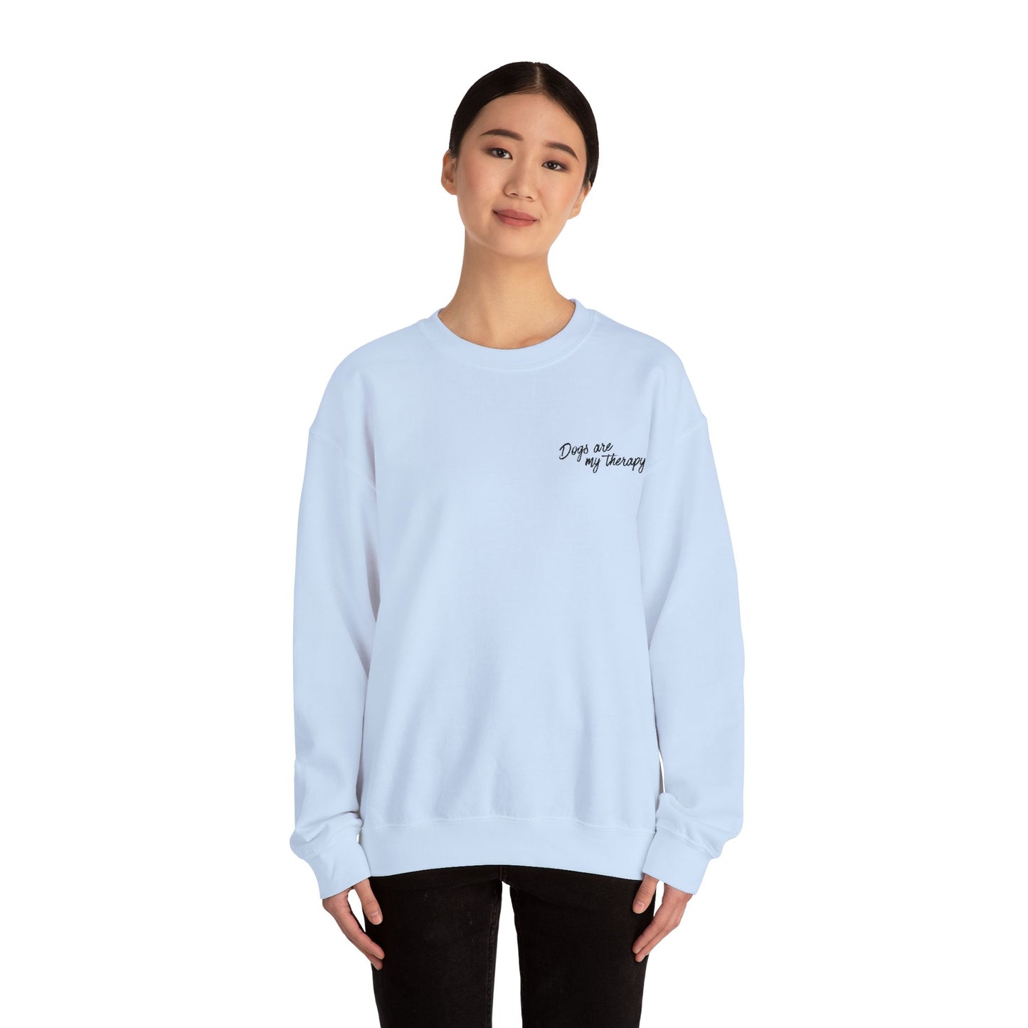 Minimal 'Dogs Are My Therapy' Crewneck Embroidered Sweatshirt