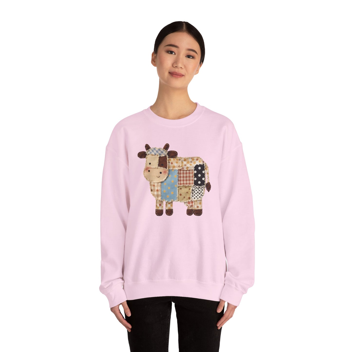 Patchwork Cow Print Sweatshirt — Cute Farm Animal Crewneck