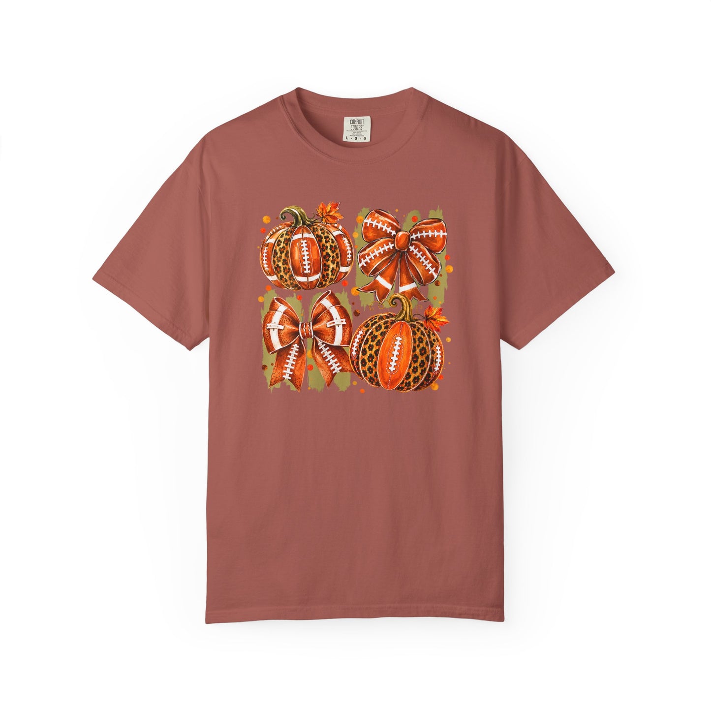 Pumpkin Patch Fall Football T-Shirt — Rustic Orange Autumn Pumpkins Tee