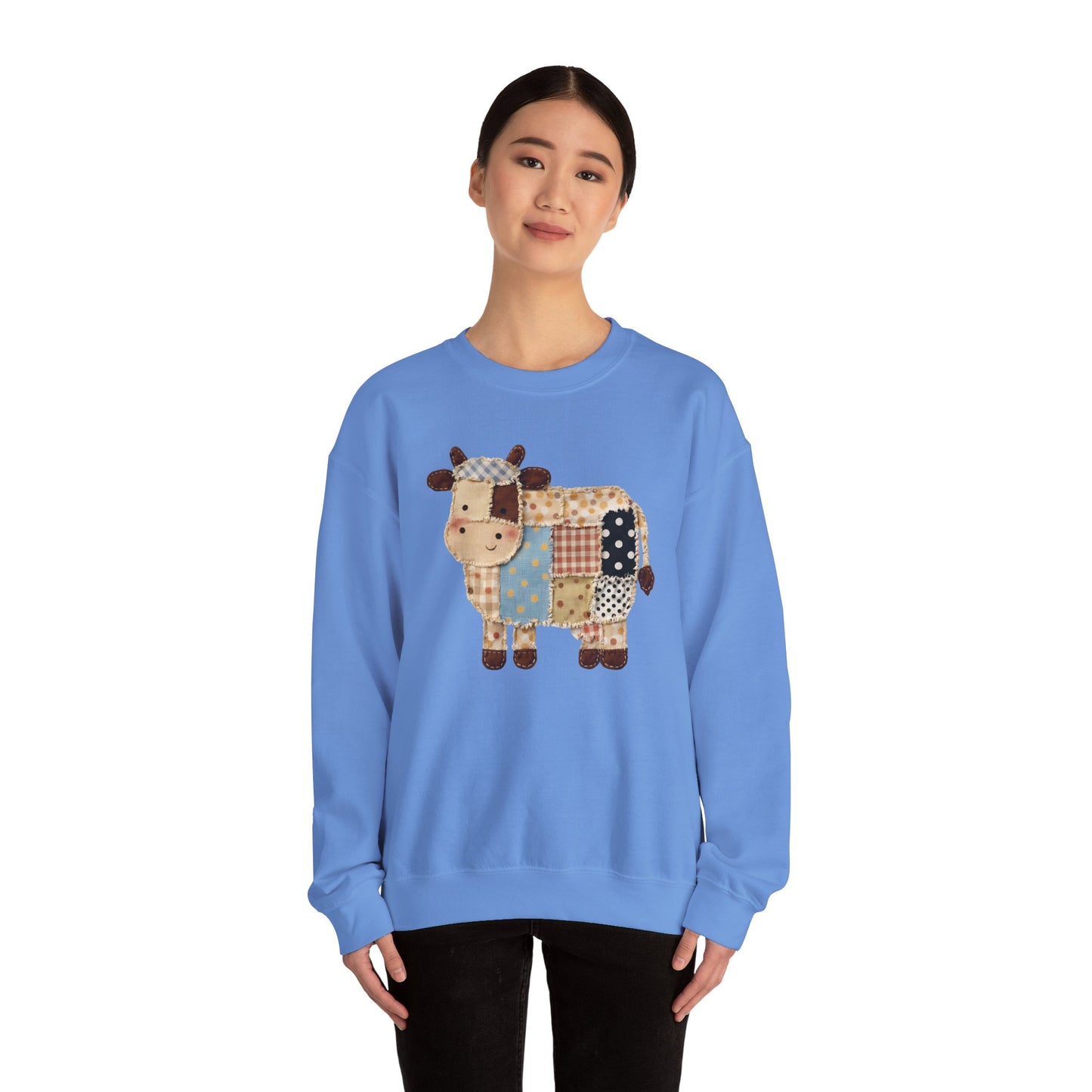 Patchwork Cow Print Sweatshirt — Cute Farm Animal Crewneck