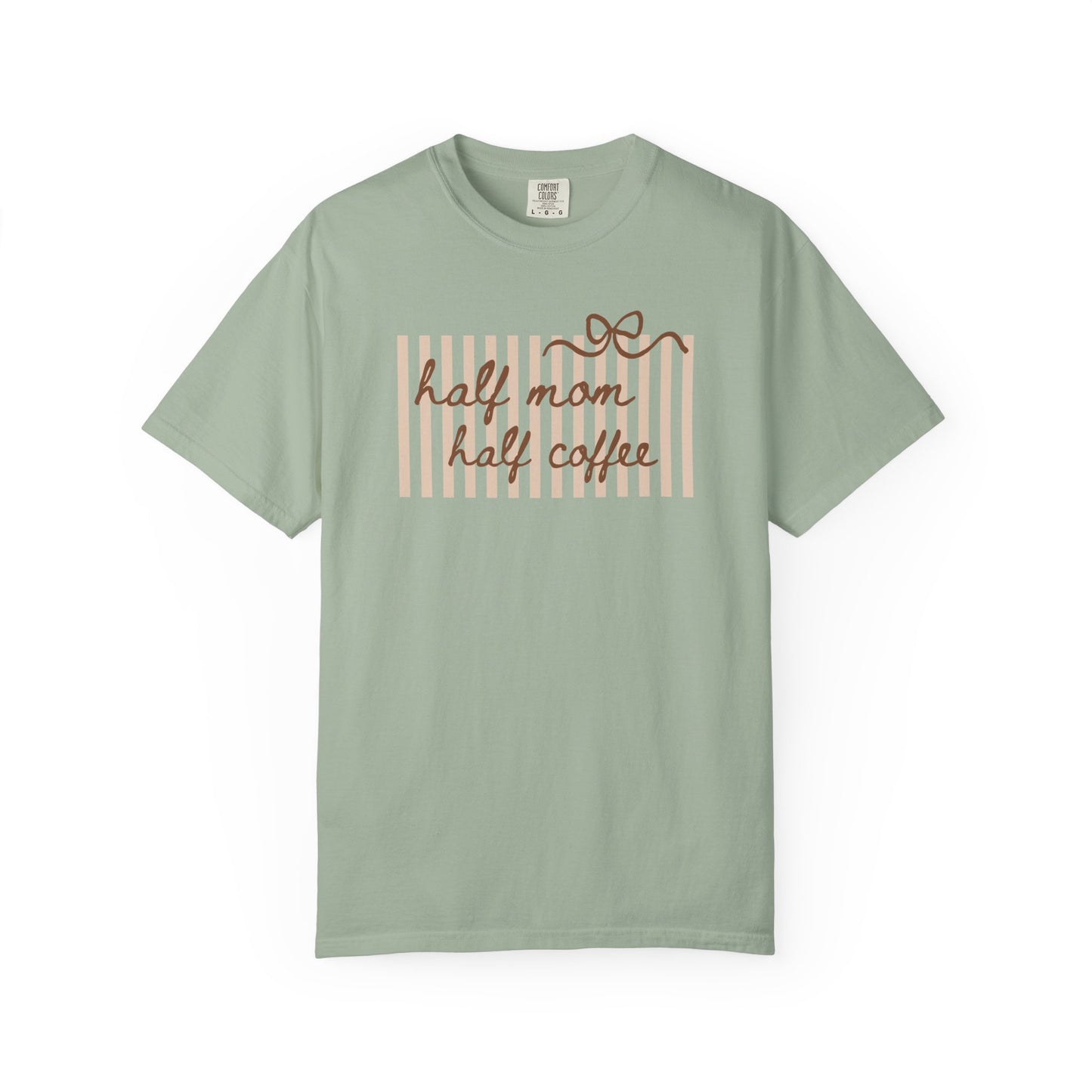 Half Mom Half Coffee T-Shirt — Cute Striped Coffee Mom Tee