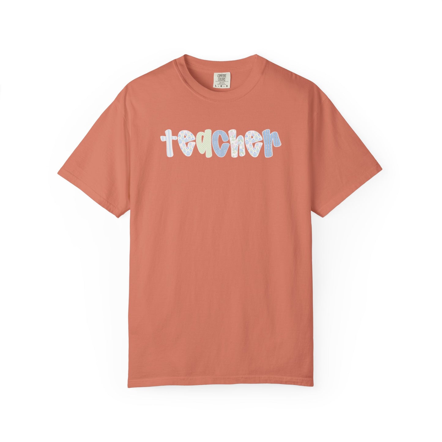 Teacher Floral Bubble Text T-Shirt — Cute Teacher Gift Tee
