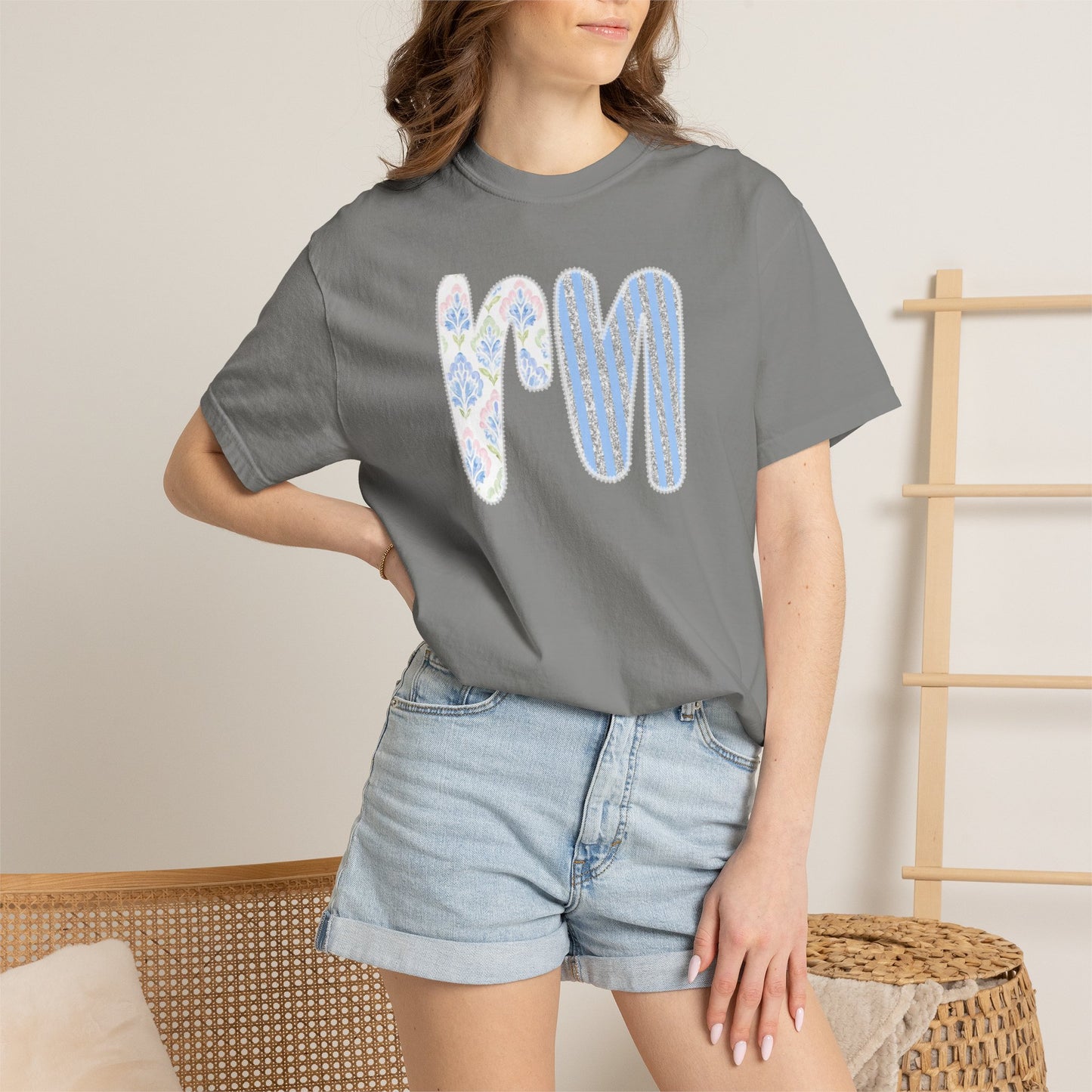 Retro 'RN' Floral Graphic T-Shirt — Garment-Dyed Casual Tee
