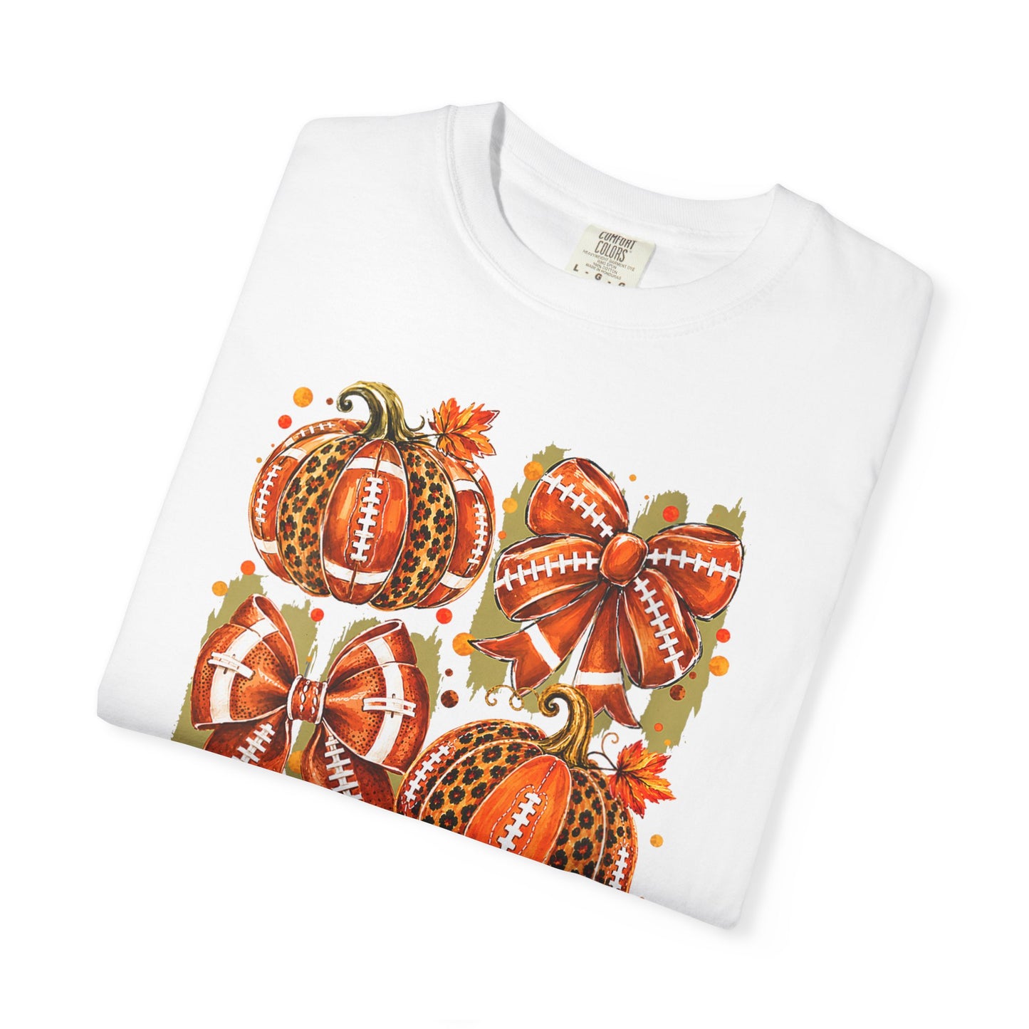 Pumpkin Patch Fall Football T-Shirt — Rustic Orange Autumn Pumpkins Tee