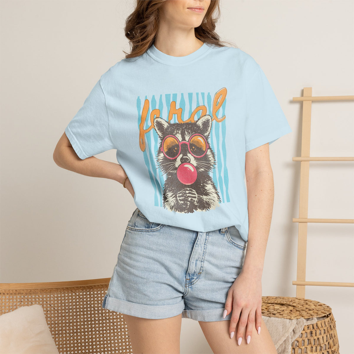 Raccoon Bubblegum Tee — Vintage Sunglasses Graphic T-Shirt