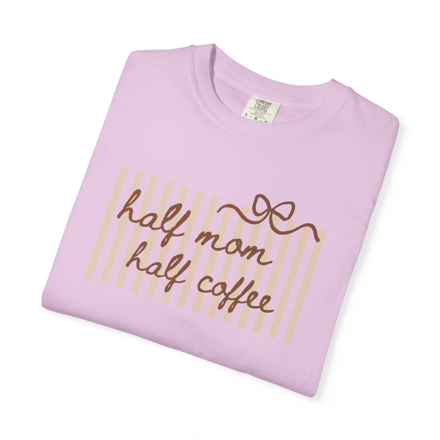 Half Mom Half Coffee T-Shirt — Cute Striped Coffee Mom Tee