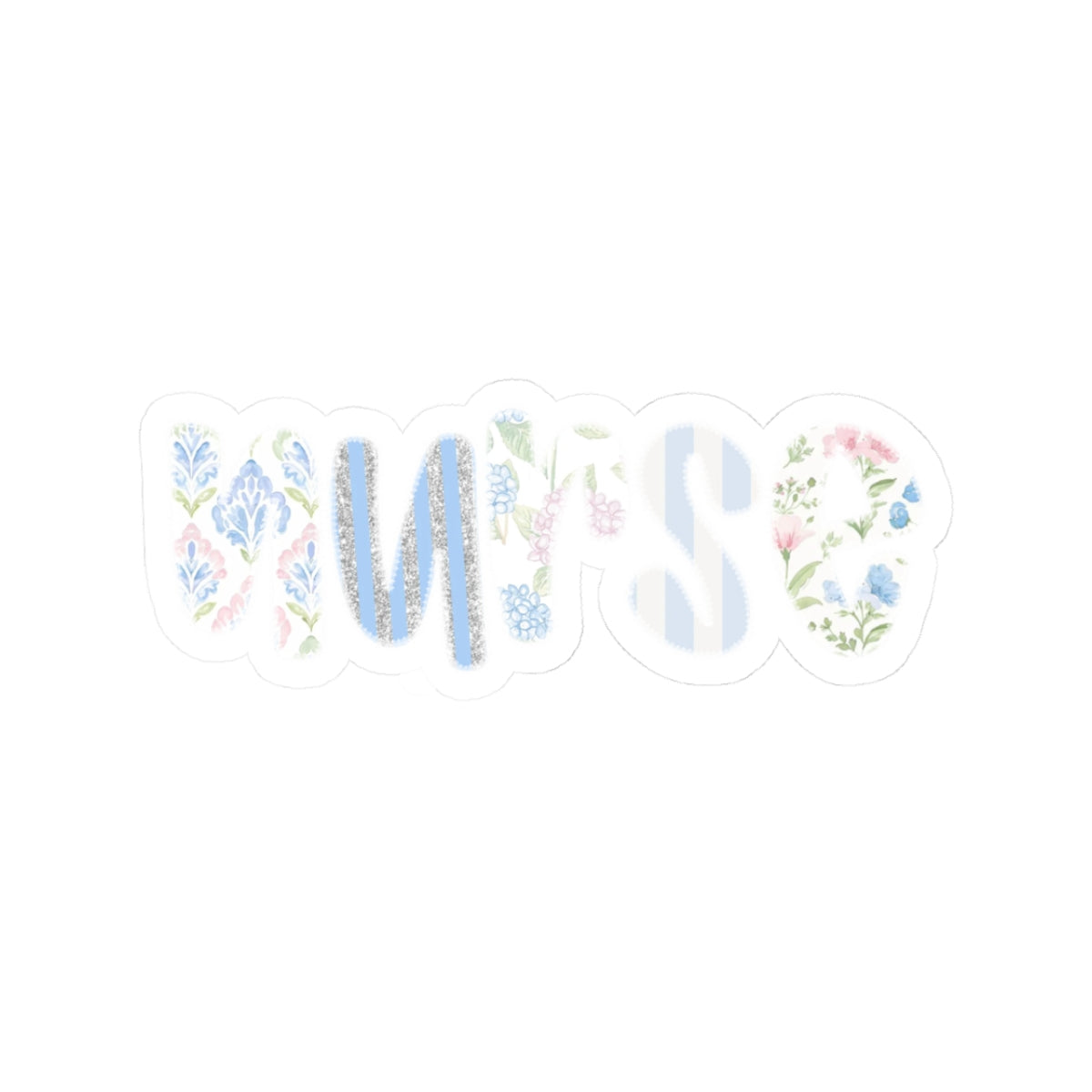 Nurse Floral Kiss-Cut Sticker — Pastel Watercolor Medical Decal for Laptops & Scrubs