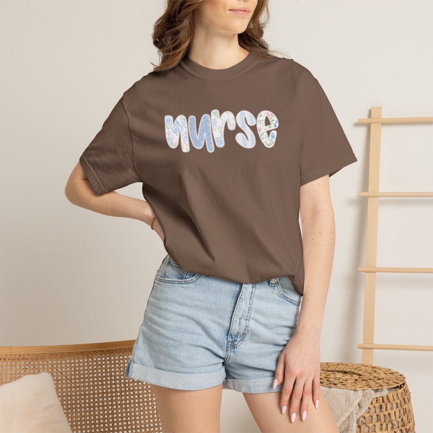 Nurse Floral Script T‑Shirt — Healthcare Appreciation