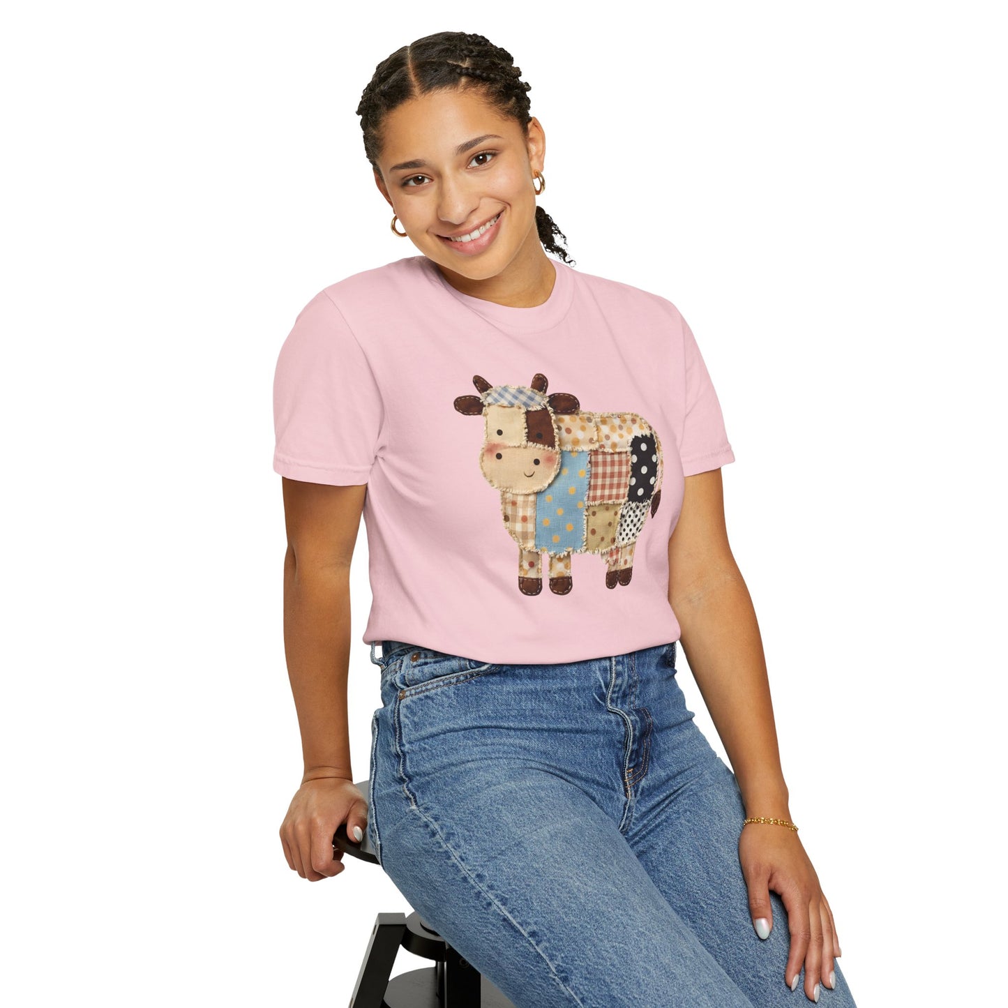Patchwork Cow Print T-Shirt — Cute Farm Animal Graphic Tee
