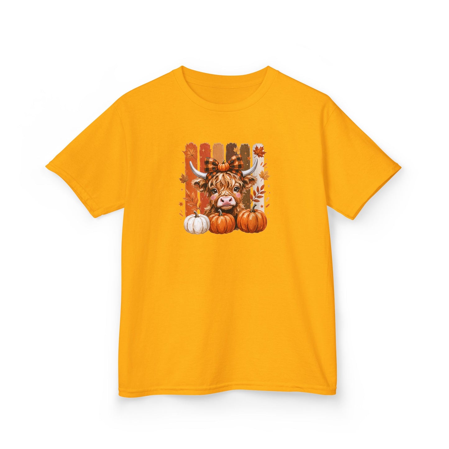 Kids Fall Cow Pumpkin T-Shirt