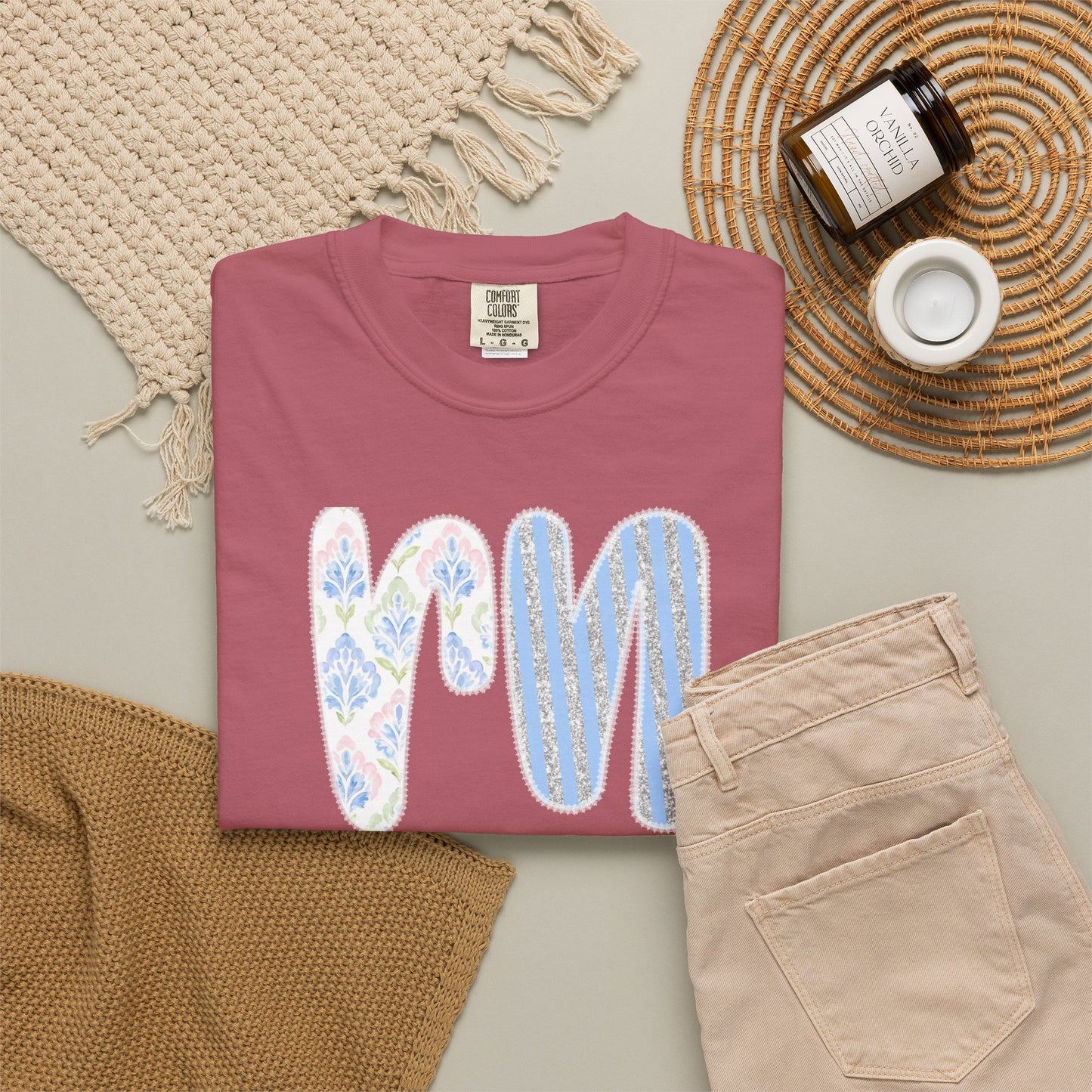 Retro 'RN' Floral Graphic T-Shirt — Garment-Dyed Casual Tee