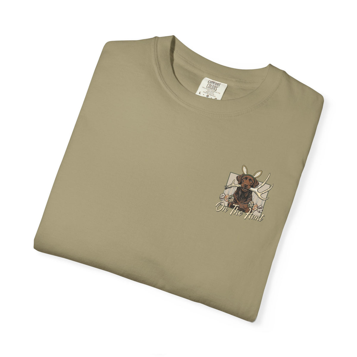 Landon's Easter Brown Lab Hunting Dog Graphic T-Shirt — "On The Hunt" Retro Antler Design
