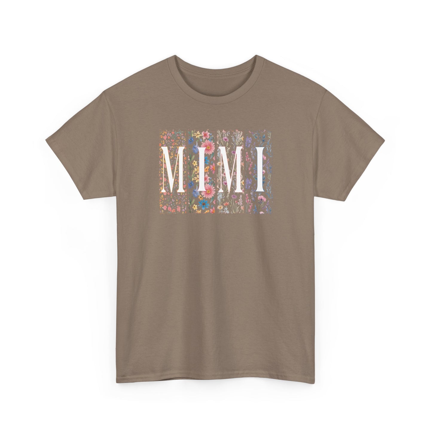 Floral Watercolor "Mimi" Striped Tee — Colorful Botanical Graphic T-Shirt