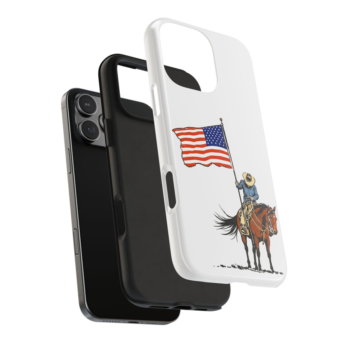 Rugged Western Phone Case — Cowboy Holding American Flag