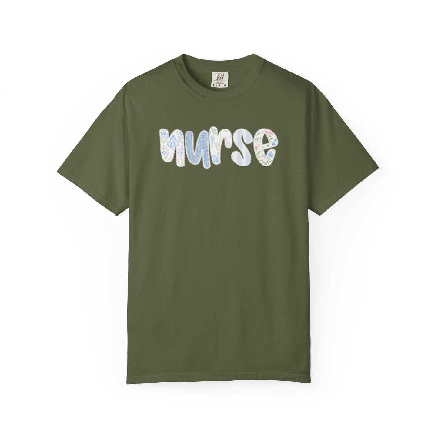 Nurse Floral Script T‑Shirt — Healthcare Appreciation