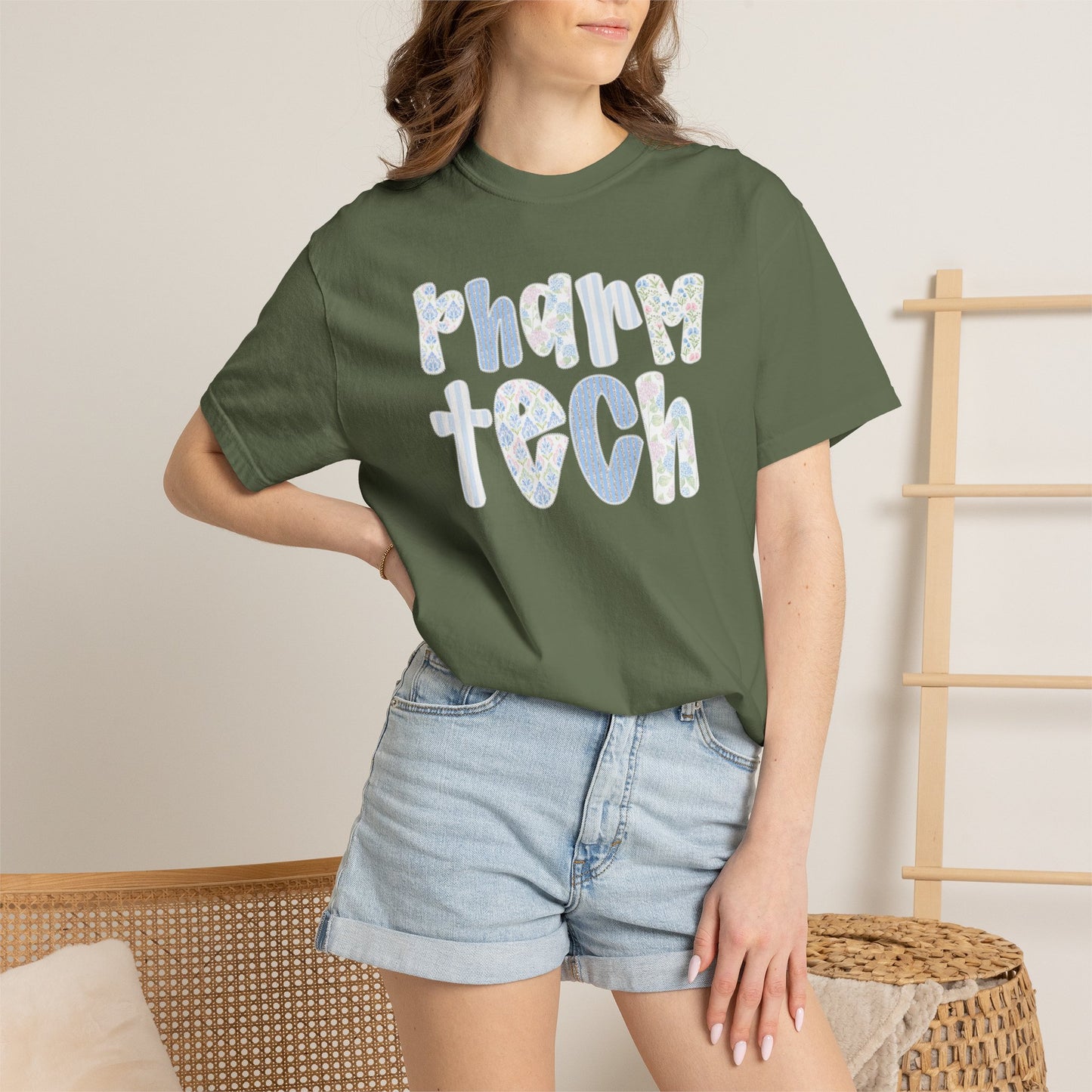 Pharm Tech T-Shirt — Floral Pastel Typography Tee