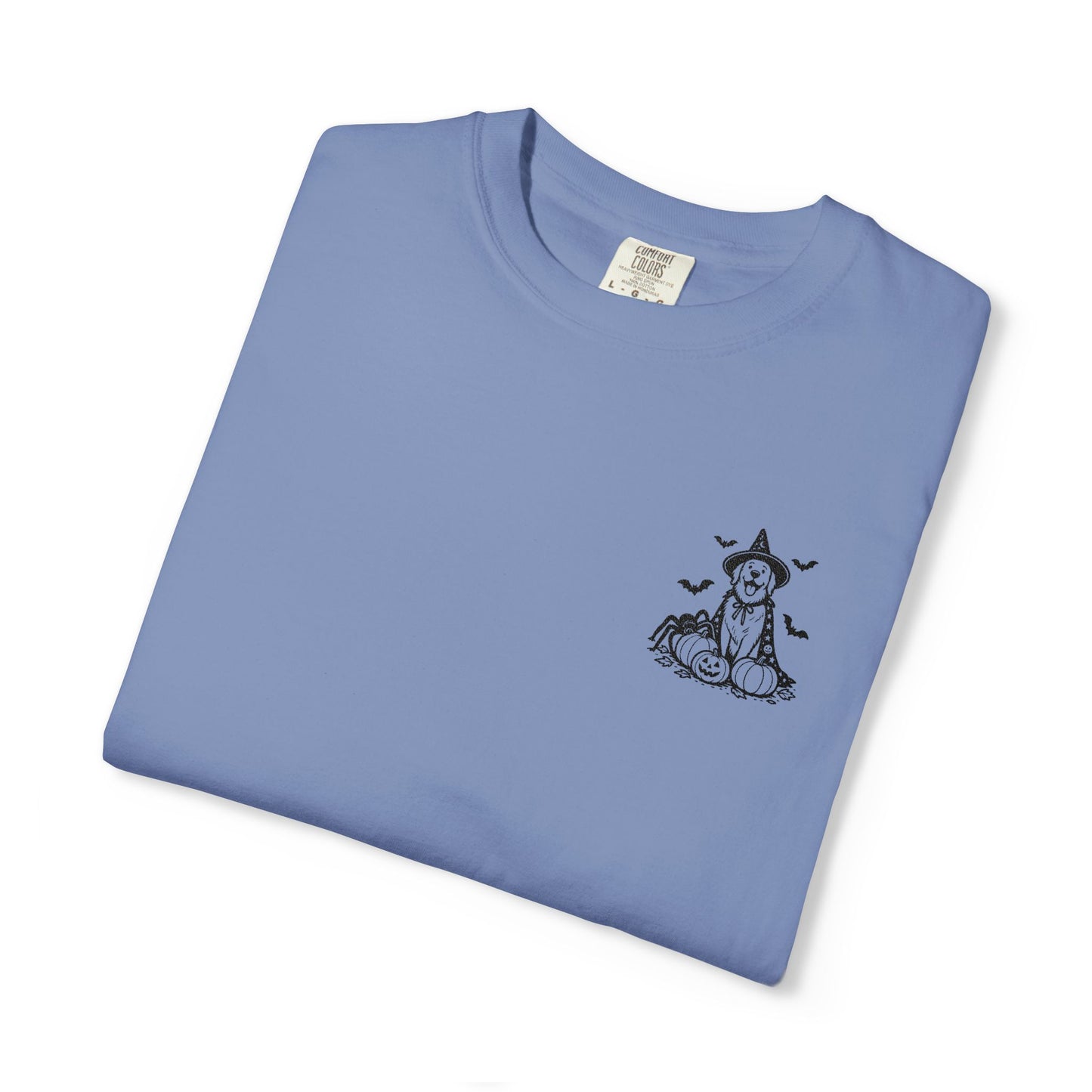 Pocket Spooky Golden Retriever Fall T-Shirt — Embroidered