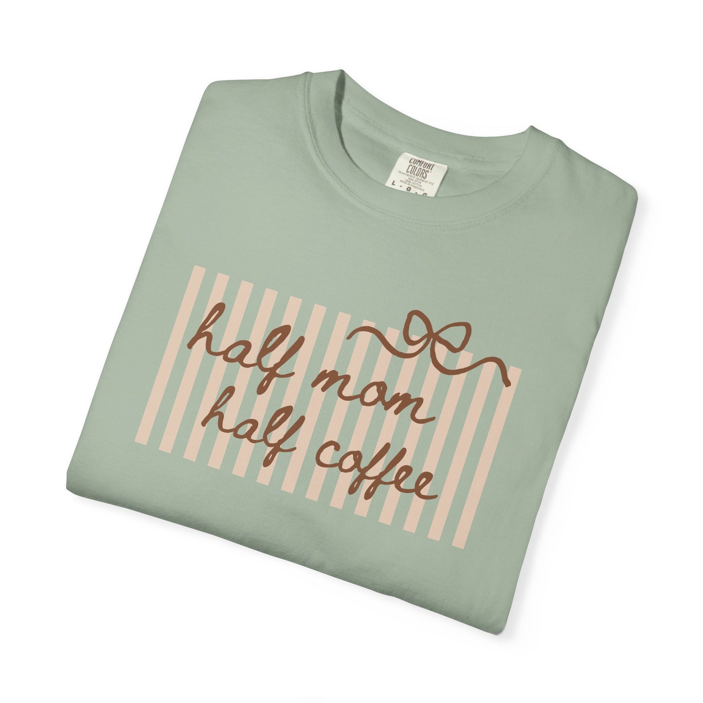 Half Mom Half Coffee T-Shirt — Cute Striped Coffee Mom Tee